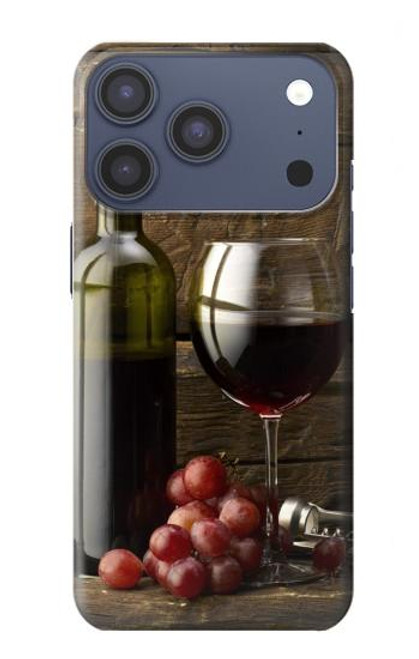 S1316 Raisins Bouteille et un verre de vin rouge Etui Coque Housse pour iPhone 17 Pro