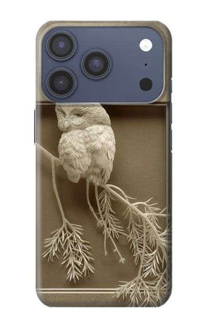 S1386 Sculpture papier Chouette Etui Coque Housse pour iPhone 17 Pro