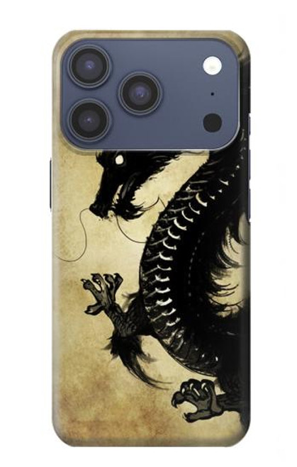 S1482 Peinture Noir dragon Etui Coque Housse pour iPhone 17 Pro