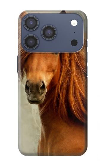 S1595 Beau cheval marron Etui Coque Housse pour iPhone 17 Pro, 18 Pro
