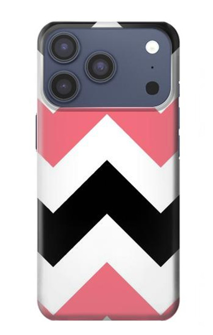 S1849 Rose Noir Chevron Zigzag Etui Coque Housse pour iPhone 17 Pro
