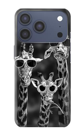 S2327 Girafes avec lunettes de soleil Etui Coque Housse pour iPhone 17 Pro, 18 Pro