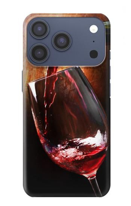 S2396 Rouge Bouteille de vin et le verre Etui Coque Housse pour iPhone 17 Pro