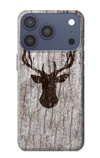 S2505 Tête de Renne Vieux bois Texture graphique Etui Coque Housse pour iPhone 17 Pro