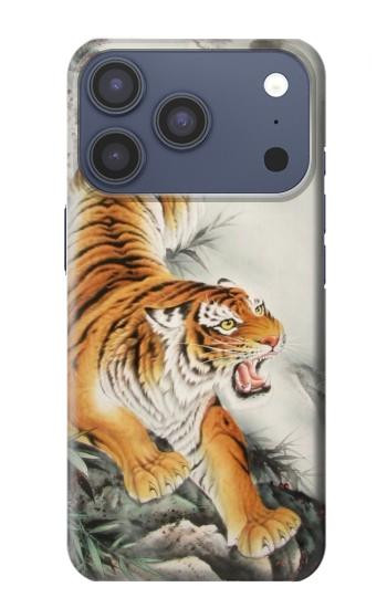 S2751 Tigre Peinture Pinceau chinois Etui Coque Housse pour iPhone 17 Pro, 18 Pro