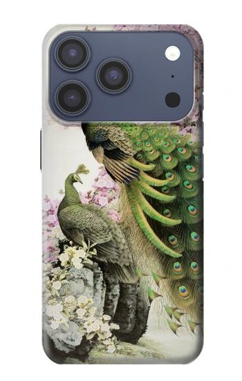 S2773 Paon Peinture brosse chinoise Etui Coque Housse pour iPhone 17 Pro, 18 Pro