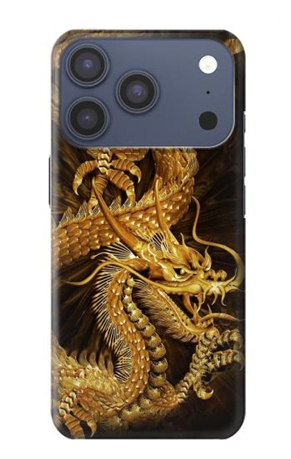 S2804 Dragon d'or imprimé chinois Etui Coque Housse pour iPhone 17 Pro