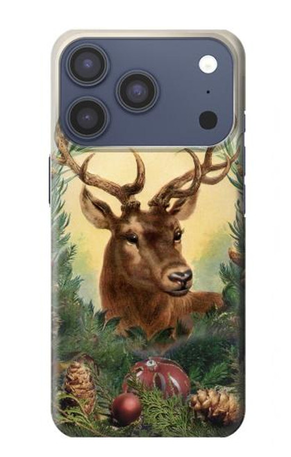 S2841 Renne de Noël millésimé Etui Coque Housse pour iPhone 17 Pro