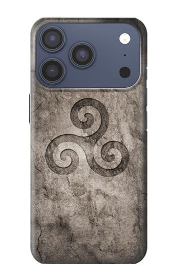S2892 Symbole Triskele Texture de pierre Etui Coque Housse pour iPhone 17 Pro, 18 Pro