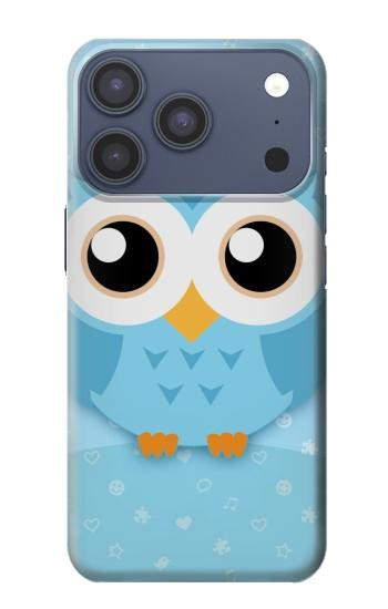 S3029 Bleu mignon Chouette Etui Coque Housse pour iPhone 17 Pro, 18 Pro