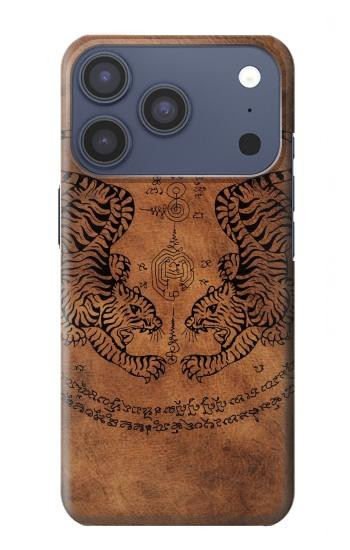 S3209 Sak Yant jumeau Tigre Etui Coque Housse pour iPhone 17 Pro, 18 Pro