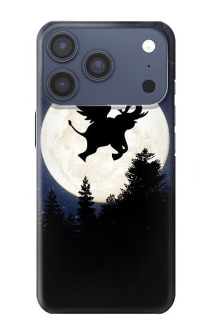 S3323 Voler l'Eléphant Nuit de pleine lune Etui Coque Housse pour iPhone 17 Pro