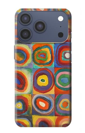 S3409 Carrés cercles concentriques Etui Coque Housse pour iPhone 17 Pro, 18 Pro