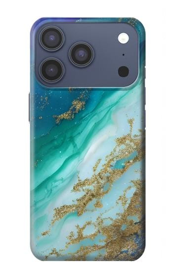 S3920 Couleur bleu océan abstrait émeraude mélangée Etui Coque Housse pour iPhone 17 Pro, 18 Pro