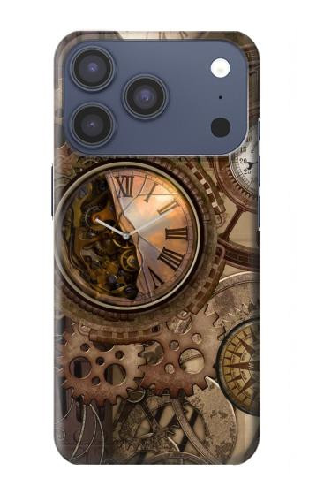 S3927 Boussole Horloge Gage Steampunk Etui Coque Housse pour iPhone 17 Pro