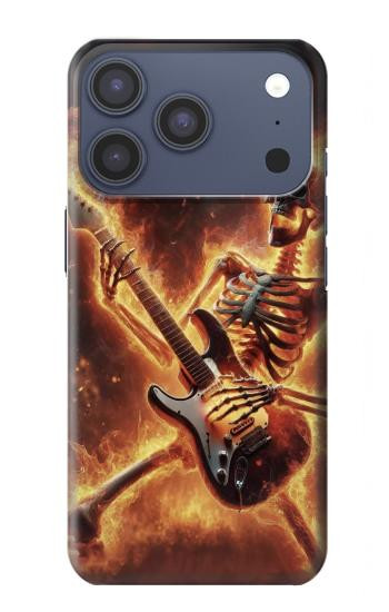 S3984 Squelette de feu jouant de la guitare Etui Coque Housse pour iPhone 17 Pro, 18 Pro