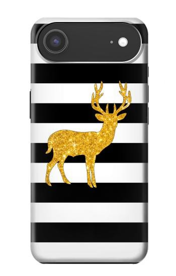 S2794 Noir et blanc rayé cerf d'or Sparkles Etui Coque Housse pour iPhone Air