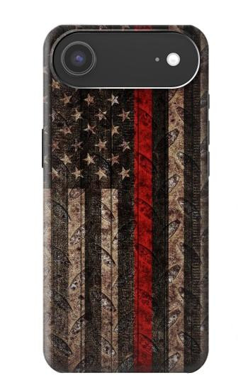 S3804 Graphique de drapeau de ligne rouge en métal de pompier Etui Coque Housse pour iPhone Air