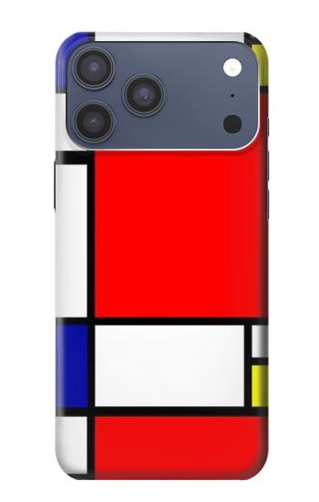S0157 Composition Rouge Bleu Jaune Etui Coque Housse pour iPhone 17 Pro Max, 18 Pro Max