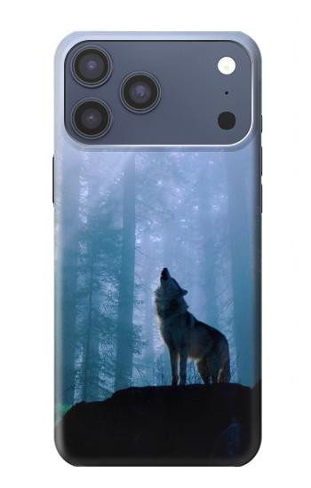 S0935 Loup Hurlant dans la forêt Etui Coque Housse pour iPhone 17 Pro Max, 18 Pro Max