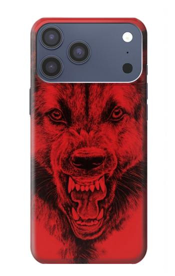 S1090 Rouge Loup Etui Coque Housse pour iPhone 17 Pro Max