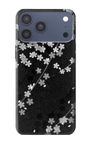 S2544 Kimono japonais style Noir motif fleur Etui Coque Housse pour iPhone 17 Pro Max
