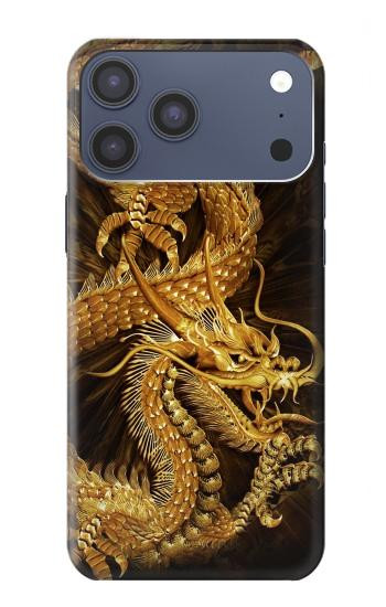 S2804 Dragon d'or imprimé chinois Etui Coque Housse pour iPhone 17 Pro Max, 18 Pro Max