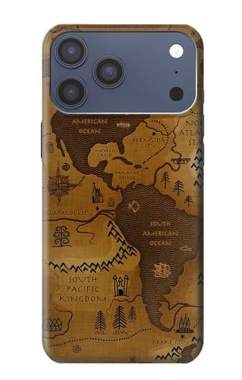 S2861 Carte antique du monde Etui Coque Housse pour iPhone 17 Pro Max