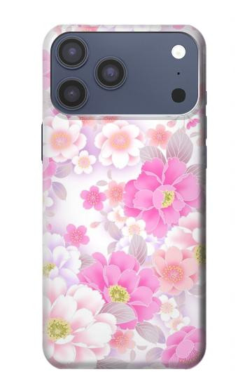 S3036 Flore de fleur rose douce Etui Coque Housse pour iPhone 17 Pro Max, 18 Pro Max