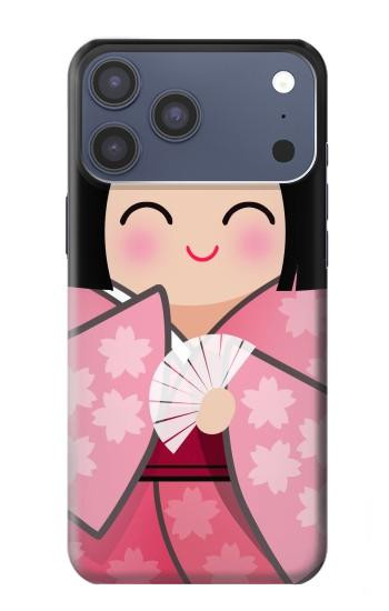S3042 Japon fille Hina Sakura Kimono Poupée Etui Coque Housse pour iPhone 17 Pro Max, 18 Pro Max