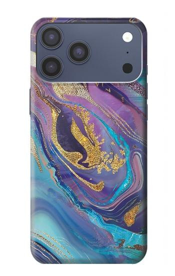 S3676 Pierre de marbre abstraite colorée Etui Coque Housse pour iPhone 17 Pro Max, 18 Pro Max