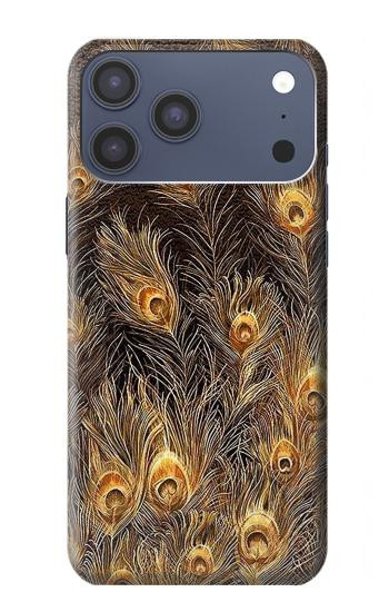 S3691 Plume de paon d'or Etui Coque Housse pour iPhone 17 Pro Max, 18 Pro Max