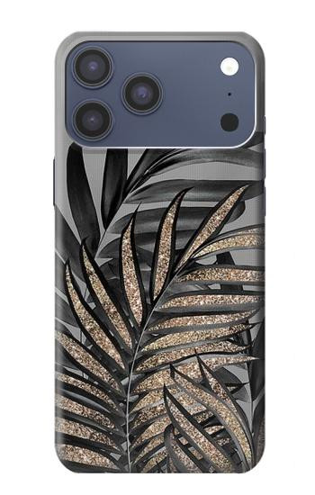 S3692 Feuilles de palmier gris noir Etui Coque Housse pour iPhone 17 Pro Max