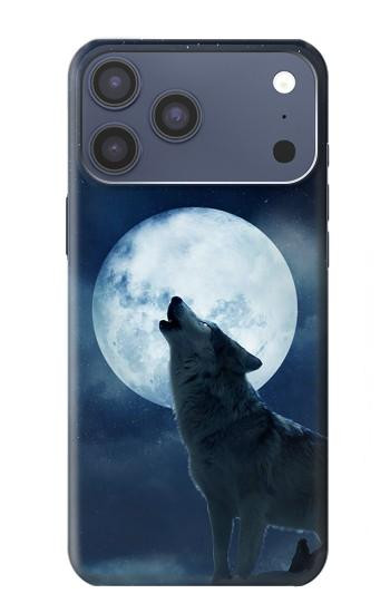 S3693 Pleine lune du loup blanc sinistre Etui Coque Housse pour iPhone 17 Pro Max, 18 Pro Max