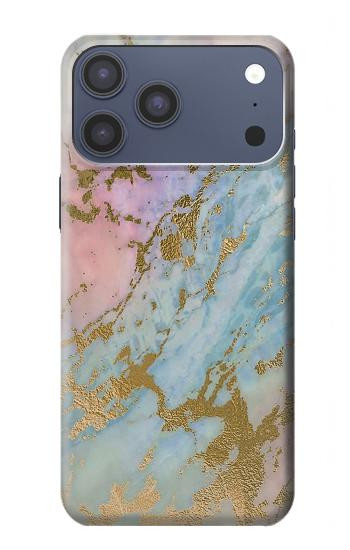 S3717 Imprimé graphique en marbre bleu pastel or rose Etui Coque Housse pour iPhone 17 Pro Max
