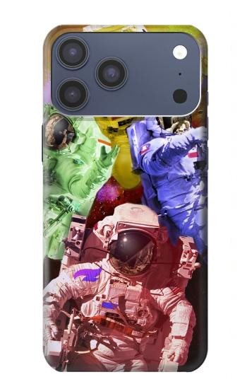 S3914 Galaxie colorée de costume d'astronaute de nébuleuse Etui Coque Housse pour iPhone 17 Pro Max