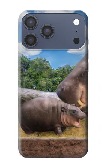 S4031 Bébé hippopotame Famille d'hippopotames Etui Coque Housse pour iPhone 17 Pro Max, 18 Pro Max
