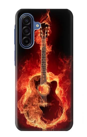 S0415 Graver guitare feu Etui Coque Housse pour Samsung Galaxy A17, A18