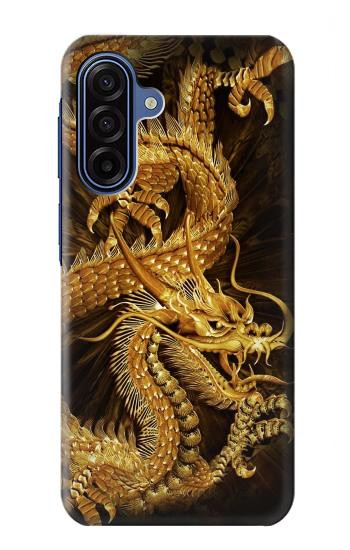 S2804 Dragon d'or imprimé chinois Etui Coque Housse pour Samsung Galaxy A17