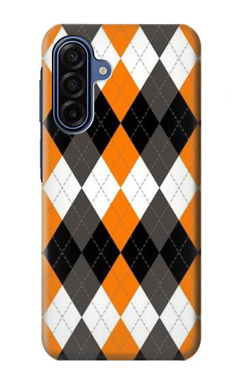 S3421 Noir Orange Blanc Argyle Plaid Etui Coque Housse pour Samsung Galaxy A17, A18