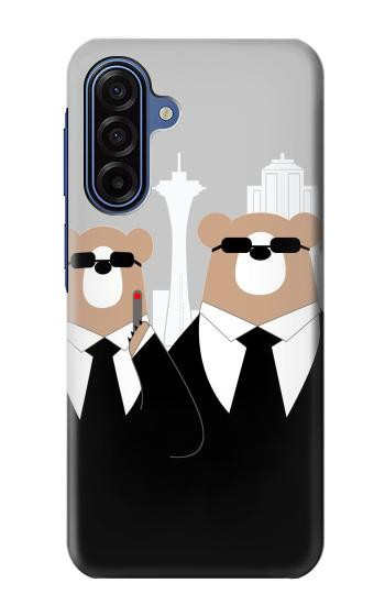 S3557 Ours en Costume Noir Etui Coque Housse pour Samsung Galaxy A17, A18