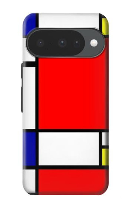 S0157 Composition Rouge Bleu Jaune Etui Coque Housse pour Google Pixel 10, 10 Pro