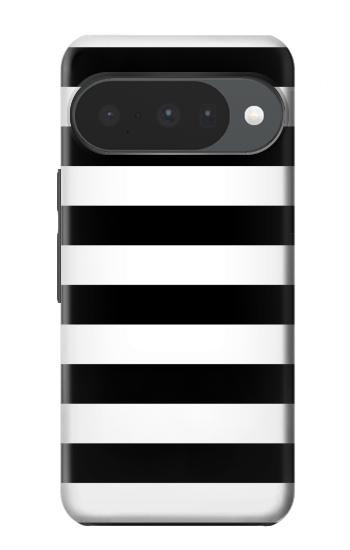 S1596 Noir et blanc rayé Etui Coque Housse pour Google Pixel 10, 10 Pro