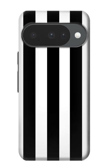S2297 Noir et blanc rayures verticales Etui Coque Housse pour Google Pixel 10, 10 Pro