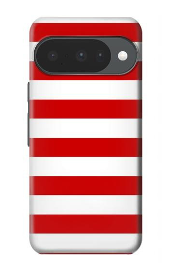 S2364 Rouge et blanc rayé Etui Coque Housse pour Google Pixel 10, 10 Pro