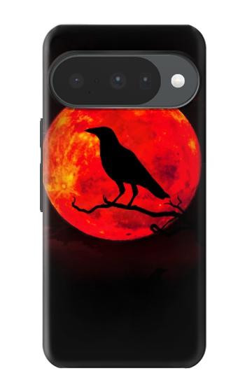 S3328 Corbeau Rouge Lune Etui Coque Housse pour Google Pixel 10, 10 Pro