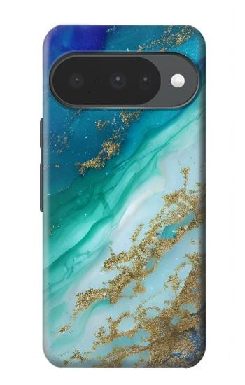S3920 Couleur bleu océan abstrait émeraude mélangée Etui Coque Housse pour Google Pixel 10, 10 Pro