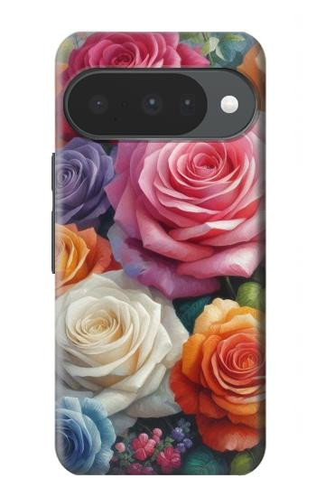 S3975 Peinture de roses colorées Etui Coque Housse pour Google Pixel 10, 10 Pro