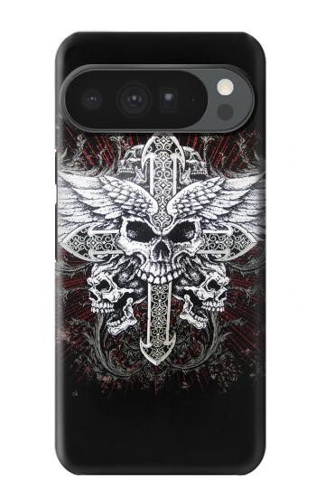 S1434 Crâne Tatouage Motard Aile Etui Coque Housse pour Google Pixel 10 Pro XL