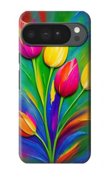 S3926 Peinture à l'huile de tulipe colorée Etui Coque Housse pour Google Pixel 10 Pro XL